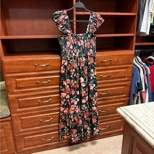 Like New Black Flowered Maxi Dress